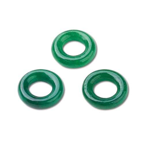 Stiesy 10 Stück natürliche Jade-Donut-Charms, grüner Ring, Edelstein-Anhänger, poliert, flach, rund, Kristallstein, großes Loch, Perlen, Charm für Schmuck, Armband, Handwerk, Halskette, Ohrringe (Loch von Stiesy