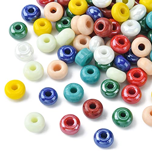 Stiesy 100 Stück Rondelle-Perlen, handgefertigt, Lampwork, Makramee, großes Loch, runde Perlen, Abstandshalter, lose Glasperlen für die Schmuckherstellung, DIY-Handwerk, Armband Stiesy 100 Stück Rondelle-Perlen, handgefertigt, Lampwork, Makramee, großes Loch, runde Perlen, Abstandshalter, lose Glasperlen für die Schmuckherstellung, DIY-Handwerk, Armband von Stiesy