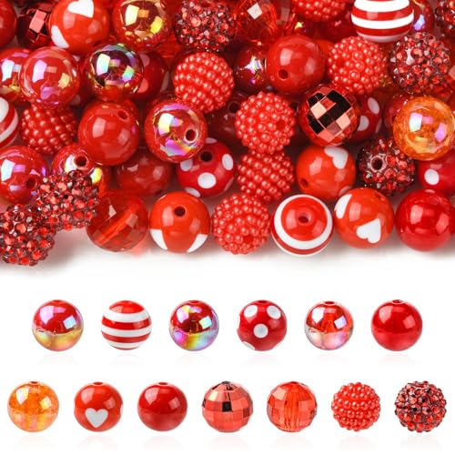 Stiesy 100 Stück große, runde Perlen, 15,5 mm, Acryl, Bastelperlen, Großpackung für Valentinstag, Armbänder, Weihnachtsdekoration, DIY-Geschenke von Stiesy