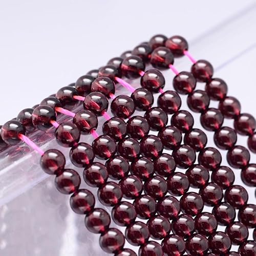 Stiesy 100 Stück natürliche rote Granatperlen, 4 mm, kleine runde Edelsteinperlen für Schmuckherstellung, Handwerk, Armband, Halskette, Ohrringe, DIY4 von Stiesy