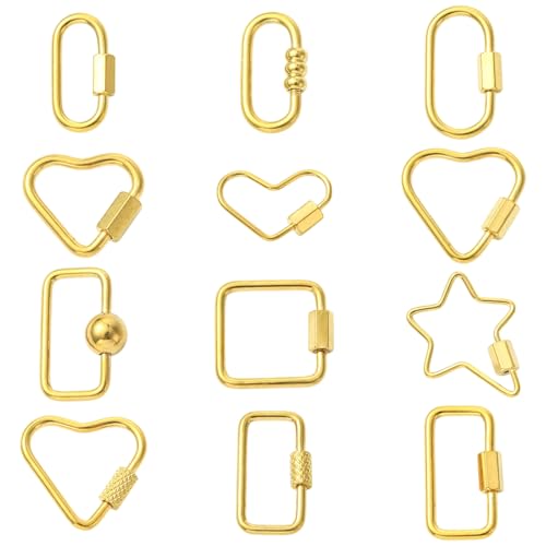 Stiesy 12 Stück 304 Edelstahl Schraubverschluss Charms Verschlüsse 12 Stile Goldenes Herz Oval Stern Rechteck Quadratische Formen Karabiner Schmuck Verschluss für Halskette Armband DIY Handwerk Stiesy 12 Stück 304 Edelstahl Schraubverschluss Charms Verschlüsse 12 Stile Goldenes Herz Oval Stern Rechteck Quadratische Formen Karabiner Schmuck Verschluss für Halskette Armband DIY Handwerk von Stiesy