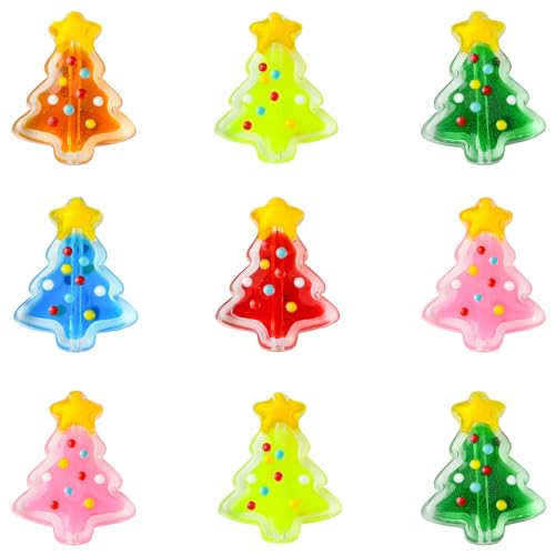 Stiesy 12 Stück 6 Farben handgefertigte Lampwork Emaille Weihnachtsbaum Perlen DIY Handwerk Perlen Zubehör für Urlaub DIY Handwerk Ornamente Schmuckherstellung Saisonale Dekoration von Stiesy