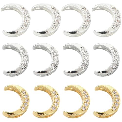 Stiesy 12 Stück Messing Zirkonia Mondperlen Halbmond Rahmen Spacer Perlen mit Doppelloch für Armbänder DIY Schmuckherstellung Boho Charm Supplies Stiesy 12 Stück Messing Zirkonia Mondperlen Halbmond Rahmen Spacer Perlen mit Doppelloch für Armbänder DIY Schmuckherstellung Boho Charm Supplies von Stiesy
