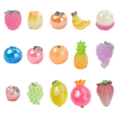 Stiesy 15 Stück, 15 Stile, leuchtet im Dunkeln, Obst-Schleim-Charms, Cabochons, 3D, leuchtend, ohne Loch, Dekorationen für Heimwerker, Puppenherstellung, Heimschreibtisch-Ornamente Stiesy 15 Stück, 15 Stile, leuchtet im Dunkeln, Obst-Schleim-Charms, Cabochons, 3D, leuchtend, ohne Loch, Dekorationen für Heimwerker, Puppenherstellung, Heimschreibtisch-Ornamente von Stiesy