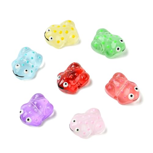 Stiesy 16 transparente Frosch-Glasperlen, handgezeichnete Emaille, niedliche Tierperlen, Abstandshalter für Halsketten, Armbänder, Ohrringe, Schmuck, Bastelprojekte von Stiesy