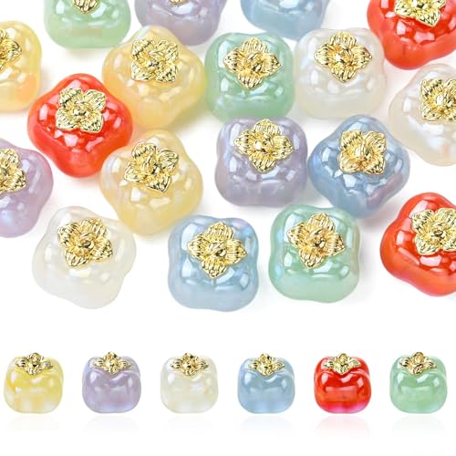 Stiesy 18 Stück UV-beschichtete Acryl-Fruchtperlen, Abstandshalter, schillernde 3D-Persimmon-Schmuckperlen, Großpackung für selbstgemachte Halsketten, Ohrringe, Armbänder von Stiesy