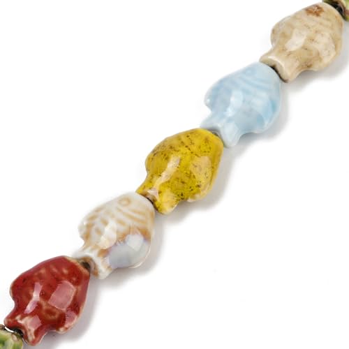 Stiesy 20 Stück/Strang, handgefertigte bunte Keramik-Porzellan-Fischperlen, Strang, handgefertigte Bastelperlen mit 1,6 mm Loch für Schmuckherstellung, DIY Handwerk Stiesy 20 Stück/Strang, handgefertigte bunte Keramik-Porzellan-Fischperlen, Strang, handgefertigte Bastelperlen mit 1,6 mm Loch für Schmuckherstellung, DIY Handwerk von Stiesy
