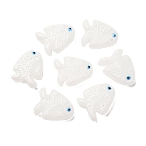 Stiesy 20 Stück Fisch-Emaille-Perlen, weiß, handgefertigt, Lampwork, Meerestier-Abstandhalter, lose Perlen, Großpackung für Ozean-Thema, DIY, Armband, Halskette, Handwerk von Stiesy