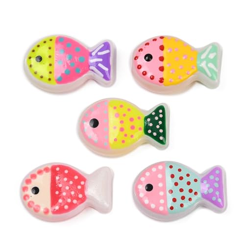 Stiesy 20 Stück bunte Fischperlen mit Emaille, gemischte Farben, Glasperlen, Großpackung für Sommer, Armband, Halskette, Handwerk, Schmuckherstellung, Bastelarbeiten, Perlenstickerei von Stiesy