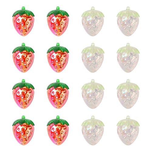 Stiesy 20 Stück galvanisierte Erdbeerperlen, Acryl, Obst-Abstandshalter, lose Perlen für Handykette, Halskette, Armband, Zubehör, DIY, Geschenke, Perlenstickerei, 20 Stück von Stiesy