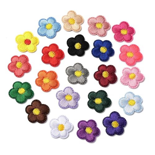 Stiesy 220 Stück Blumen zum Aufbügeln oder Aufnähen in zufälligen Farben, Polyester-Stickerei-Flicken für Kleidung, Hüte, Jacken, Rucksäcke, Applikationen, Dekoration von Stiesy