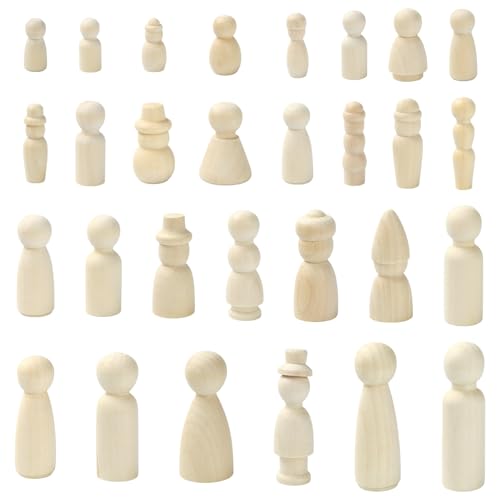 Stiesy 29 Stück Holzpuppen für weibliche und männliche Figuren, unlackiert, blanko, Holzpuppe, Großpackung für DIY-Malprojekte, Kunstdekoration und Party-Bastelzubehör Stiesy 29 Stück Holzpuppen für weibliche und männliche Figuren, unlackiert, blanko, Holzpuppe, Großpackung für DIY-Malprojekte, Kunstdekoration und Party-Bastelzubehör von Stiesy