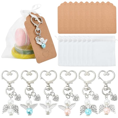 Stiesy 30 Sets Perlglanz-Glasperlen-Engel-Schlüsselanhänger mit Organza-Geschenktüten und Dankeschön-Geschenkanhängern, Geschenk für Geburtstag, Brautparty, Hochzeit, Charm, Partygeschenke, weiß, One Stiesy 30 Sets Perlglanz-Glasperlen-Engel-Schlüsselanhänger mit Organza-Geschenktüten und Dankeschön-Geschenkanhängern, Geschenk für Geburtstag, Brautparty, Hochzeit, Charm, Partygeschenke, weiß, One von Stiesy