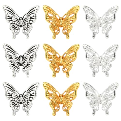 Stiesy 30 Stück 3D-Hohl-Schmetterling-Abstandshalter, tibetischer Stil, Bastelperlen für Armbänder, Halsketten, Ohrringe, Schmuckherstellung, Bastelbedarf, 30 Stück von Stiesy