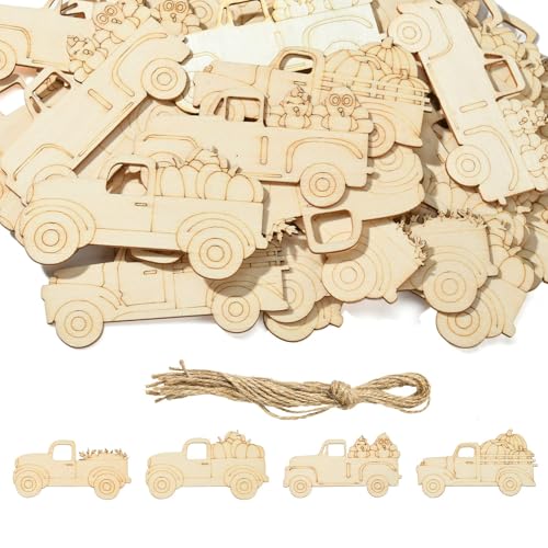 Stiesy 32 Stück Thanksgiving unlackierte Holzausschnitte Herbst LKW Kürbis blanko Holzanhänger Kit mit Jutekordel LKW-Form Holz hängende Ornament für DIY Handwerk Herbst Party Dekoration Stiesy 32 Stück Thanksgiving unlackierte Holzausschnitte Herbst LKW Kürbis blanko Holzanhänger Kit mit Jutekordel LKW-Form Holz hängende Ornament für DIY Handwerk Herbst Party Dekoration von Stiesy