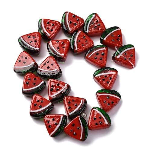 Stiesy 3D-Wassermelonen-Lampwork-Perlen, dreieckige Form, Sommerfruchtperlen, Abstandshalter für DIY-Halsketten, Armbänder, baumelnde Ohrringe, Schlüsselanhänger, Basteln, 10 Stück von Stiesy