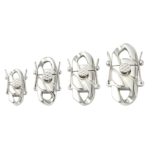 Stiesy 4 Stück 4 Stile 316 Edelstahl Verschlüsse Ersatz kubanische Kette Kopf Flache Schnalle Hip-Hop Stil Schmuck Verschluss für Armband Halskette Gürtel Kette Schmuckherstellung von Stiesy