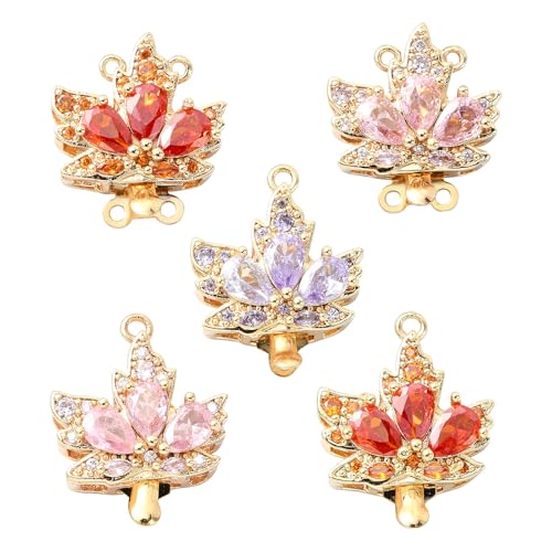 Stiesy 5 Stück Messing Blatt Link Charms vergoldet Ahornblatt mehrsträngige Kastenverschlüsse Kettenverbinder Schmuckverschlüsse für Schmuckherstellung Armbänder Halsketten DIY von Stiesy
