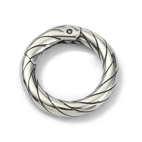 Stiesy 5 Stück tibetischer Stil 316 chirurgischer Edelstahl Federtorringe Schmuckverschluss 18,6 mm Schnappverschluss Schnalle Antik Silber Schlüsselanhänger für Geldbörse, Riemen, Tasche, Handtasche von Stiesy