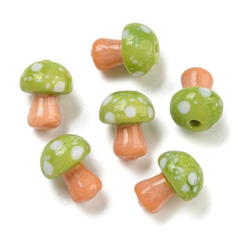 Stiesy 50 Stück 3D-Pilz-Lampwork-Perlen, Feenkern-Thema, Bastelperlen, Zubehör für baumelnde Ohrringe, Armbänder, Halsketten, Schmuck, Bastelprojekte Stiesy 50 Stück 3D-Pilz-Lampwork-Perlen, Feenkern-Thema, Bastelperlen, Zubehör für baumelnde Ohrringe, Armbänder, Halsketten, Schmuck, Bastelprojekte von Stiesy