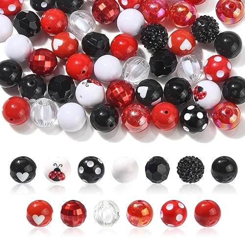 Stiesy Marienkäfer-Perlen, Acryl, 20 mm, rund, Herz-Punktmuster, rot, 50 Stück Stiesy Marienkäfer-Perlen, Acryl, 20 mm, rund, Herz-Punktmuster, rot, 50 Stück von Stiesy