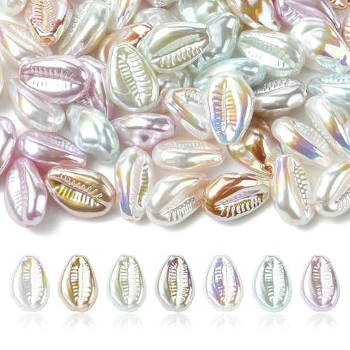 Stiesy 50 Stück UV-beschichtete ABS-Schalenharz-Perlen, Barockperle, Muschelform, DIY-Perlen, Großpackung mit Ozean-Thema, Schmuckzubehör für Halsketten, Armbänder, Ohrringe von Stiesy