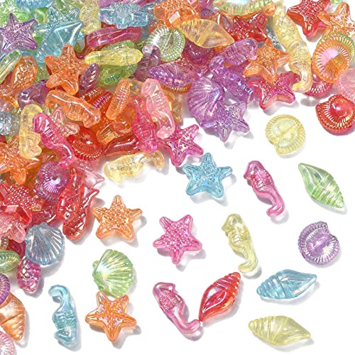 "Stiesy 500 Stück gemischte Acryl-Muschel-Seestern-Perlen, transparente Meerestier-Perlen, Meerestier-Abstandshalter, lose Perlen, lose Masse für die Schmuckherstellung, Armband-Handwerk "Stiesy 500 Stück gemischte Acryl-Muschel-Seestern-Perlen, transparente Meerestier-Perlen, Meerestier-Abstandshalter, lose Perlen, lose Masse für die Schmuckherstellung, Armband-Handwerk von Stiesy
