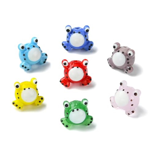 Stiesy 7 Stück handgefertigte Lampwork-Frosch-Perlen, niedliche 3D-Tier-Glasperlen für Natur-Thema, Schmuck, Schlüsselanhänger, Basteln Stiesy 7 Stück handgefertigte Lampwork-Frosch-Perlen, niedliche 3D-Tier-Glasperlen für Natur-Thema, Schmuck, Schlüsselanhänger, Basteln von Stiesy