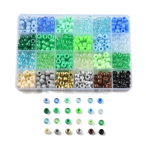 Stiesy 769 Stück/Box, grüne Acrylperlen, 9 x 6 mm, Kunststoff-Abstandshalter, lose Perlen mit 3,5 mm großen Löchern für Schmuckherstellung, Freundschaftsarmbänder von Stiesy