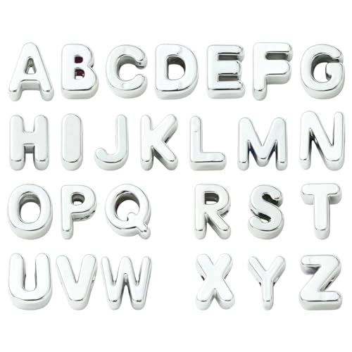 Stiesy A-Z Buchstaben-Acrylperlen, silberfarben, 26 Stück, Alphabet, großes Loch, europäische Perlen, Großpackung für DIY-Schmuckherstellung, personalisierte Namensarmbänder Stiesy A-Z Buchstaben-Acrylperlen, silberfarben, 26 Stück, Alphabet, großes Loch, europäische Perlen, Großpackung für DIY-Schmuckherstellung, personalisierte Namensarmbänder von Stiesy