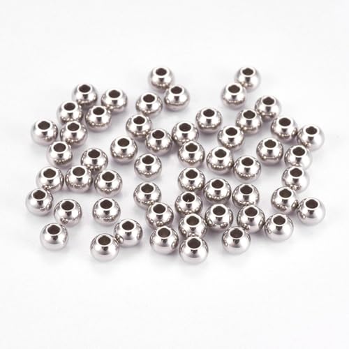Stiesy Abstandshalter, 304 Edelstahl, 3 mm, rund, anlaufgeschützt, Metallperlen, Großpackung für DIY-Schmuckherstellung, Armbänder, Halsketten, Ohrringe, Handwerk, 500 Stück von Stiesy
