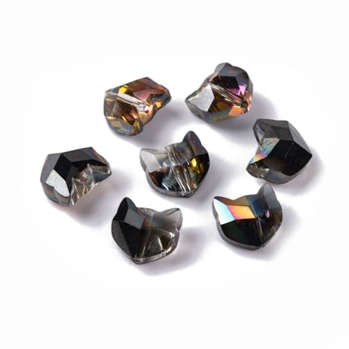 Stiesy Facettierte Glas-Kristallperlen, Abstandhalter, niedlicher Katzenkopf, Glasperlen, Großpackung für Gothic-Schmuck, Halloween, Basteln, 100 Stück von Stiesy