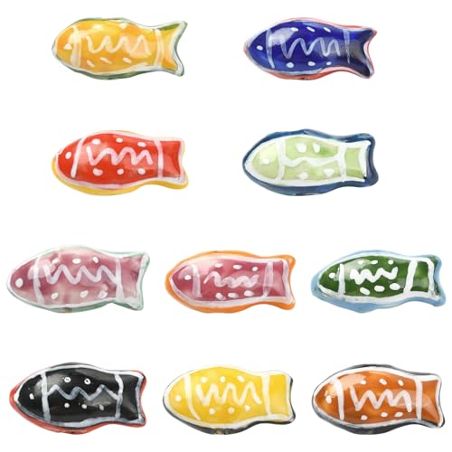 Stiesy Famille Rosen-Porzellan-Perlen, Antik-Stil, Fisch-Keramik-Abstandshalter für chinesische Knoten, Makramee, Schmuckherstellung, 10 Stück von Stiesy