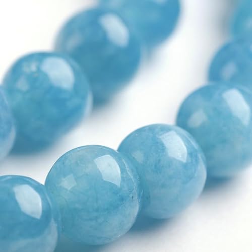 Stiesy Gefärbter Aquamarin-Perlenstrang, 6 mm, rund, Edelstein-Imitation, 1 mm Loch, für DIY-Schmuckherstellung, Halsketten, Armbänder, Bastelprojekte, 63 Stück/Strang von Stiesy