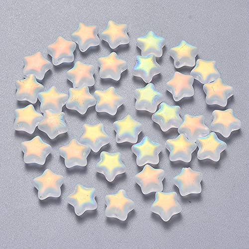 Stiesy Glas-Sternperlen, Abstandhalter, mattiert, AB-beschichtet, für Schmuckherstellung, Armband, Ohrringe, Halsketten, DIY, 100 Stück von Stiesy
