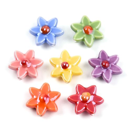 Stiesy Handgefertigte Blumen-Porzellanperlen, Stränge, gemischte Farben, Perlglanz-Stile, florales Porzellan, Keramikperlen, Abstandshalter für Halsketten, Armbänder, Ohrringe, Schmuckherstellung, 20 Stiesy Handgefertigte Blumen-Porzellanperlen, Stränge, gemischte Farben, Perlglanz-Stile, florales Porzellan, Keramikperlen, Abstandshalter für Halsketten, Armbänder, Ohrringe, Schmuckherstellung, 20 von Stiesy