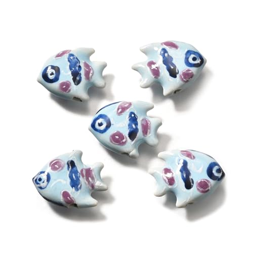 Stiesy Handgefertigte Porzellan-Fischperlen in Fischform, handbemalt, für Halsketten, Armbänder, Schmuckherstellung, Bastelbedarf, 30 Stück Stiesy Handgefertigte Porzellan-Fischperlen in Fischform, handbemalt, für Halsketten, Armbänder, Schmuckherstellung, Bastelbedarf, 30 Stück von Stiesy
