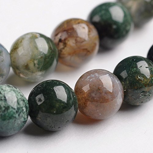 Stiesy Indische Achat-Perlen, Strang, natürliche Edelsteine, runde Perlen, 6 mm, 1 mm Loch, für DIY-Schmuckherstellung, Armbänder, Halsketten, Bastelprojekte, 65 Stück/Strang von Stiesy