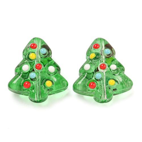 Stiesy Lampwork-Perlen für Weihnachtsbaum, Limettengrün, für festliche Ohrringe, Halsketten, Armbänder, Schmuckdekorationen, 20 Stück Stiesy Lampwork-Perlen für Weihnachtsbaum, Limettengrün, für festliche Ohrringe, Halsketten, Armbänder, Schmuckdekorationen, 20 Stück von Stiesy