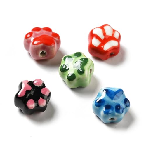 Stiesy Porzellanperlen mit Pfotenabdruck, verschiedene Farben, Motiv: Katze, Hund, Fußabdrücke, Form, Porzellan, Keramik, handgefertigt, Bastelperlen für Tierliebhaber, DIY-Armbänder Stiesy Porzellanperlen mit Pfotenabdruck, verschiedene Farben, Motiv: Katze, Hund, Fußabdrücke, Form, Porzellan, Keramik, handgefertigt, Bastelperlen für Tierliebhaber, DIY-Armbänder von Stiesy