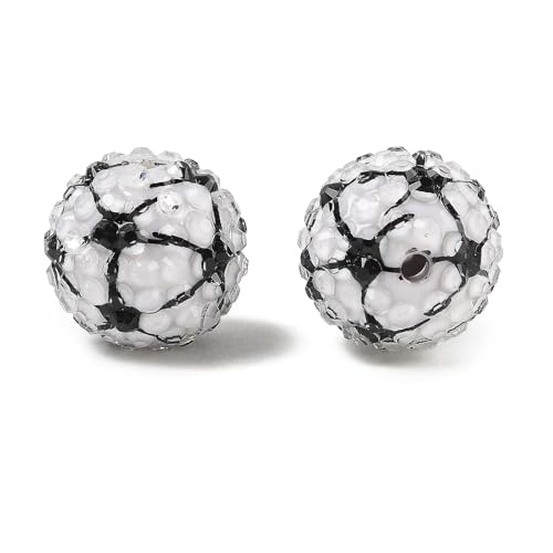 Stiesy Runde Fußball-Perlen, 20 mm, Acrylharz, Strass, Kugelperlen, Großpackung für Sport-Themen-Zubehör, Schmuckherstellung, Handwerk, 50 Stück Stiesy Runde Fußball-Perlen, 20 mm, Acrylharz, Strass, Kugelperlen, Großpackung für Sport-Themen-Zubehör, Schmuckherstellung, Handwerk, 50 Stück von Stiesy