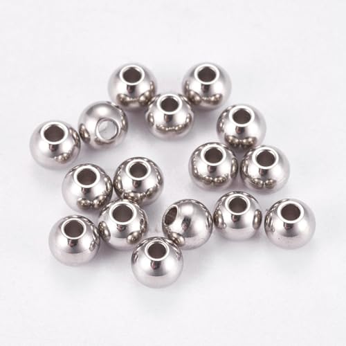 Stiesy Runde Perlen aus 304er Edelstahl, 4 x 3 mm, anlaufgeschützt, kleine Abstandshalter, Großpackung für filigrane Schmuckherstellung und DIY-Armbänder, 500 Stück von Stiesy