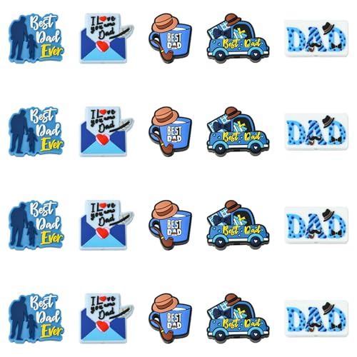 Stiesy Silikonperlen für Kugelschreiber, Aufschrift "Best Dad", Buchstabenform, Auto-Form, Silikonperlen für Schlüsselanhänger, Schlüsselband, Schmuckherstellung, Bastelarbeiten, 5 Stile, 5 Stile, 20 Stiesy Silikonperlen für Kugelschreiber, Aufschrift "Best Dad", Buchstabenform, Auto-Form, Silikonperlen für Schlüsselanhänger, Schlüsselband, Schmuckherstellung, Bastelarbeiten, 5 Stile, 5 Stile, 20 von Stiesy