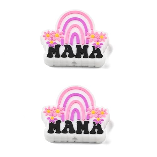 Stiesy Silikonperlen zum Muttertag, rosa Regenbogen mit Worten "Mama", lose Perlen für Mutter, Geschenk, Schmuckherstellung, Bastelbedarf, 10 Stück Stiesy Silikonperlen zum Muttertag, rosa Regenbogen mit Worten "Mama", lose Perlen für Mutter, Geschenk, Schmuckherstellung, Bastelbedarf, 10 Stück von Stiesy