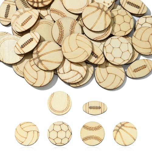 Stiesy Unlackierte Holz-Fußball-Ornamente, Sport-Thema, blanko, Holzscheiben, Basketball, Volleyball, Billard, Rugby, Holzausschnitte für Handwerk, Sport, Motto-Party, Heimdekoration, 200 Stück Stiesy Unlackierte Holz-Fußball-Ornamente, Sport-Thema, blanko, Holzscheiben, Basketball, Volleyball, Billard, Rugby, Holzausschnitte für Handwerk, Sport, Motto-Party, Heimdekoration, 200 Stück von Stiesy