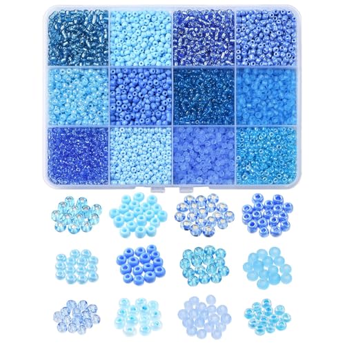 "Stiesy ca. 3600 Stück 12 Stile Glas-Rocailles, 4 mm, Kristallglas, runde Perlen, dunkelblau, 6/0, Bastelperlen-Set für die Schmuckherstellung, DIY-Armband-Bastelarbeiten "Stiesy ca. 3600 Stück 12 Stile Glas-Rocailles, 4 mm, Kristallglas, runde Perlen, dunkelblau, 6/0, Bastelperlen-Set für die Schmuckherstellung, DIY-Armband-Bastelarbeiten von Stiesy