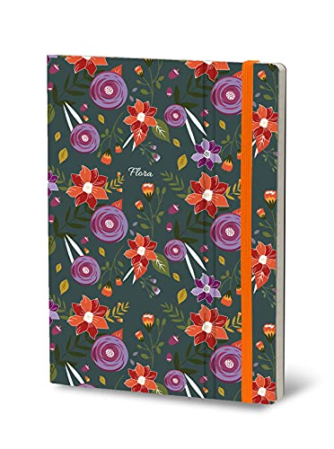 Stifflex Premium FLORA - CHRYSANTHEMUM Notizbuch / 15 x 21 cm/L/Notebook Journal Tagebuch Täglichen Notizblock/Hardcover und Elastisch/FSC Zertifiziert/ von Stifflexible