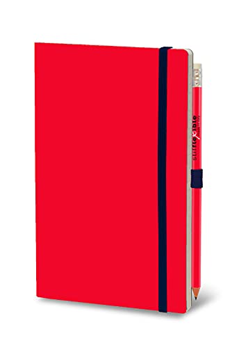 Stifflex Premium Klassisches Notizbuch Liniertes/BASIC - RED/mit Bleistift Mit Gummiband / 13 x 21 cm/M A5/ Klassisches Notebook Journal Tagebuch Täglichen Notizblock/Hardcover von Stifflexible