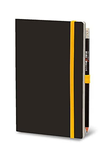 Stifflex Premium Klassisches NotizbuchB Blanko/BASIC - BLACK/mit Bleistift Mit Gummiband / 19 x 25 cm/XL/Klassisches Notebook Journal Tagebuch Täglichen Notizblock/Hardcover von Stifflexible