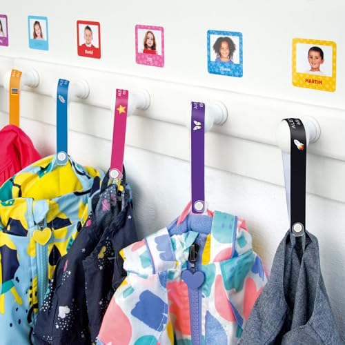 Stikets® 9 personalisierbare Bänder zum Aufhängen von Kinderkleidung ohne Nähen von Stikets